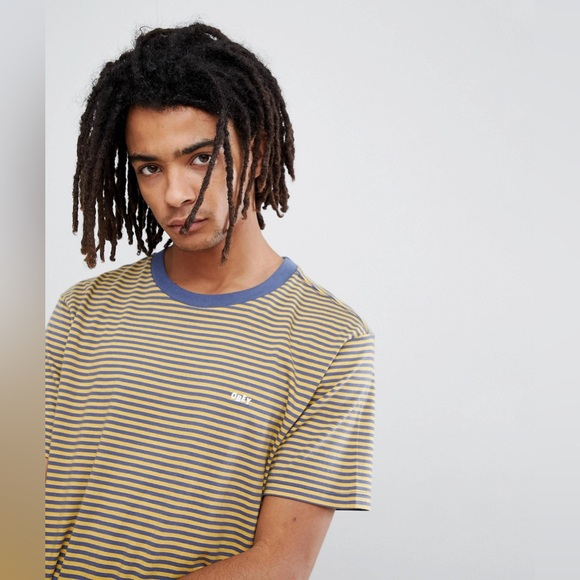 Obey ASOS Apex Striped‎ Tee with Small Logo in Yellow - Picture 2 of 13